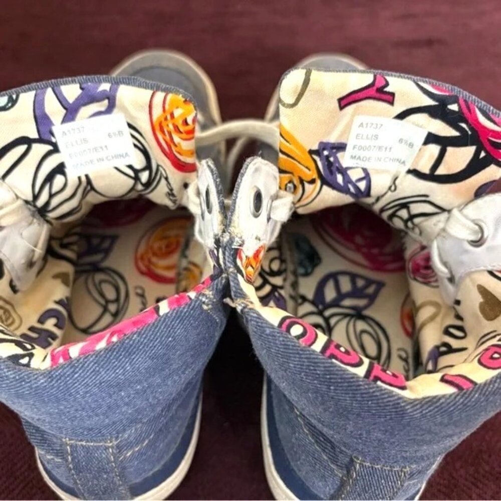 Coach Poppy Shoes Womens Blue Denim High Top Sneakers Casual Lace Up Size 6.5B - Picture 10 of 14